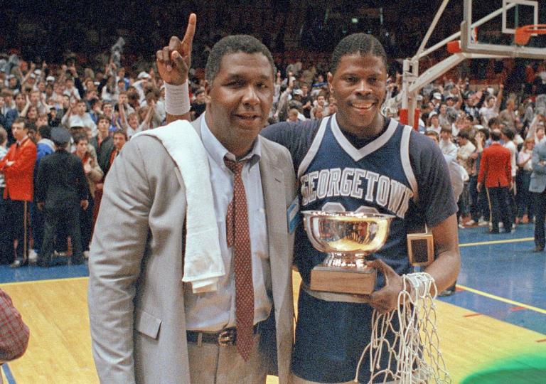 Coach John Thompson of Georgetown University becomes the first black coach to win the NCAA basketball tournament