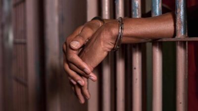 Prisoner in prison stock photo