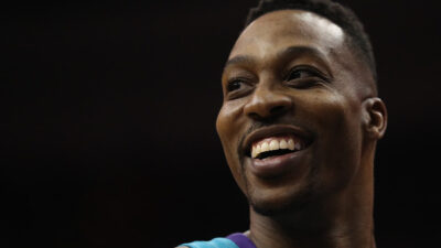 Dwight Howard #12 of the Charlotte Hornets looks on against the Washington Wizards during the second half at Capital One Arena on March 31, 2018 in Washington, DC. NOTE TO USER: User expressly acknowledges and agrees that, by downloading and or using this photograph, User is consenting to the terms and conditions of the Getty Images License Agreement. (March 30, 2018 - Source: Patrick Smith/Getty Images North America)