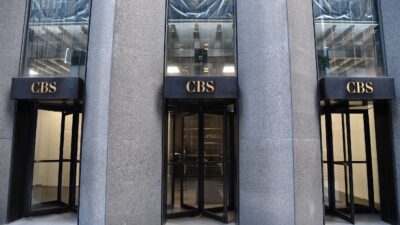 The CBS logo is seen at the CBS Building