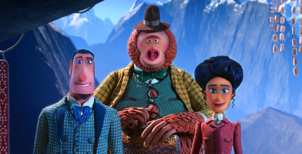 Missing Link - Sir Lionel Frost (Hugh Jackman), Mr. Link (Zach Galifianakis), and Adelina Fortnight (Zoe Saldana) 