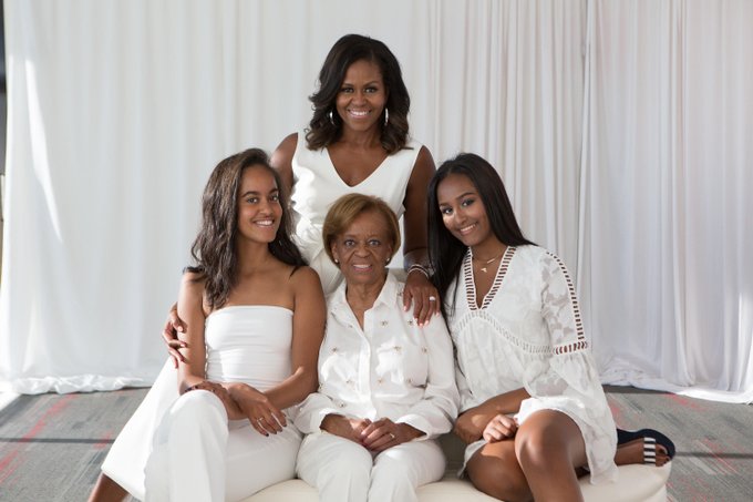 Michelle Obama. mother and daughters