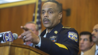 Philadelphia Police Commissioner Richard Ross addresses media at a press conference regarding the shooting of Police Officer Jesse Hartnett, 33, who was ambushed and allegedly shot at 13 times by Edward Archer, 30, last night on January 8, 2016 in Philadelphia, Pennsylvania. Surveillance footage reveals the suspect was dressed in Muslim clothing and wearing a mask. Following his arrest, suspect Edward Archer stated, "I follow Allah and pledge allegiance to the Islamic State and that is the reason I did what I did." (Jan. 7, 2016 - Source: Mark Makela/Getty Images North America)