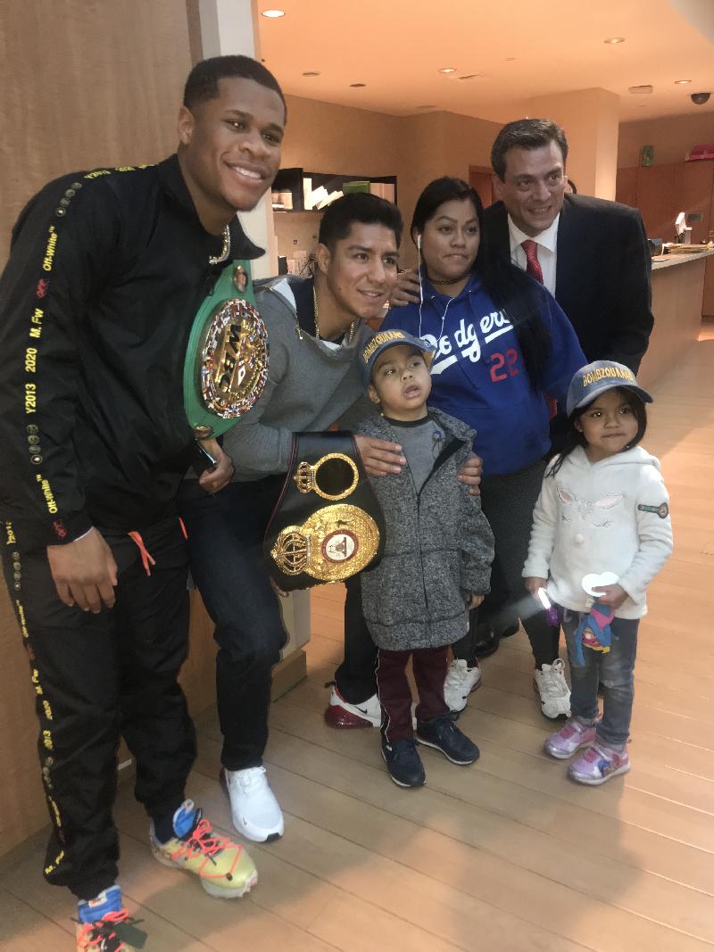 Muhammad pic - Devin Haney, Jessie Vargas, and World Boxing Council President Mauricio Sulaiman at Summerlin Hospital Medical Center