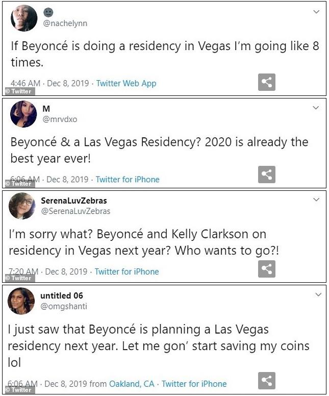 Beyonce Residency tweets (mail online)