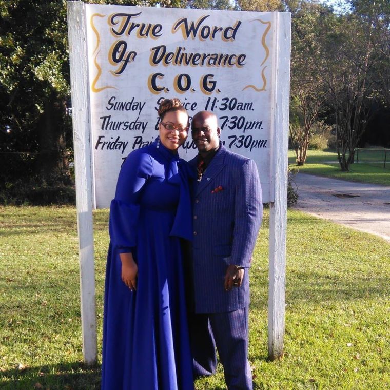 Prophetess Alisha Woodard (L) and her late husband, Elder Ulysses Woodard, led the True Word of Deliverance Church of God in Prichard, Alabama. 