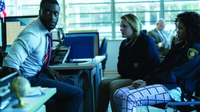 (from left) James Lanier (Aldis Hodge), Cecilia Kass (Elisabeth Moss) and Sydney Lanier (Storm Reid)l.e Man,"