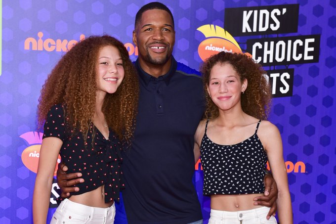 Michael Strahan and his twin daughters, Sophia and Isabella