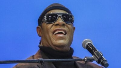 Musician Stevie Wonder performs My Cherie Amour at the funeral of former U.S. Congressman John Conyers Jr. (D-MI) at Greater Grace Temple on November 4, 2019 in Detroit, Michigan.