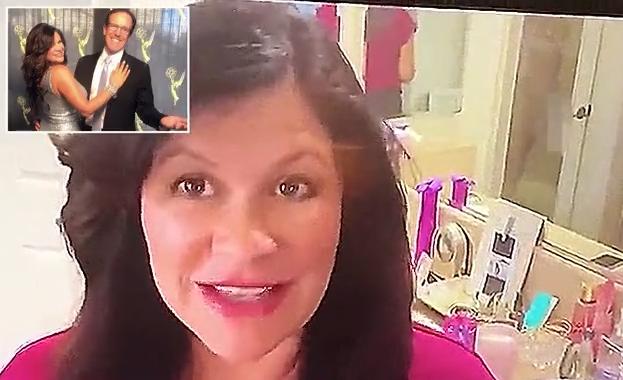 TV reportetr shows husband in bathroom