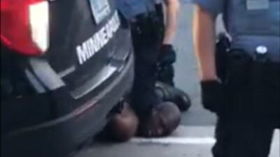 George Floyd with Derek Chauvin's knee on his neck - screenshot