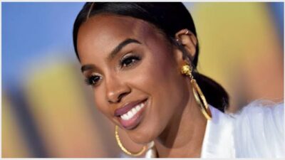 kelly rowland smiling in white
