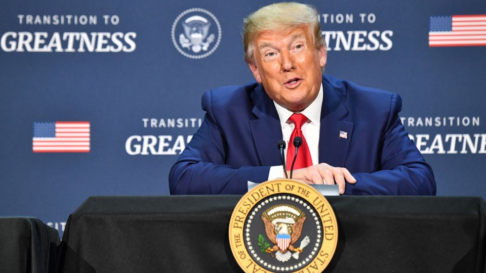 Donald Trump hosts a roundtable with faith leaders, law enforcement officials and small business owners at a church in Dallas on June 11, 2020. (Nicholas Kamm/AFP via Getty Images)