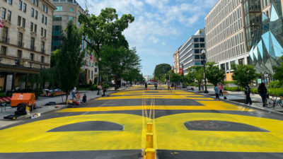 The city of D.C. painted "Black lives matter" onto 16th Street NW, which leads to the White House (Getty/Daniel Slim)