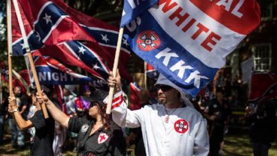 The Ku Klux Klan protests on July 8, 2017 in Charlottesville, Virginia - Getty
