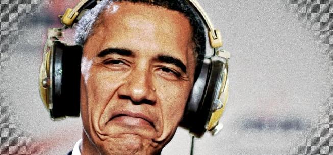 OBAMA with earphones
