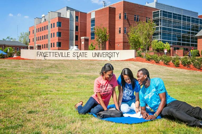 Fayetteville State University (students on campus greens & dorms in bgrd)