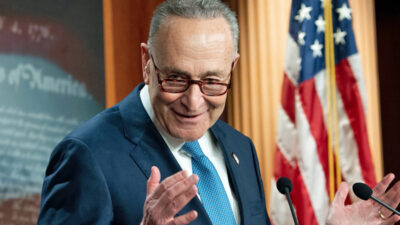 US Senate Minority Leader Chuck Schumer, Democrat of New York, speaks during a press conference at the US Capitol in Washington, DC, January 6, 2021. -(Photo by SAUL LOEB/AFP via Getty Images)