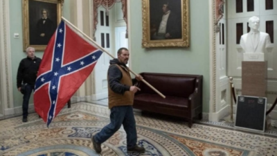 man with confederate flag