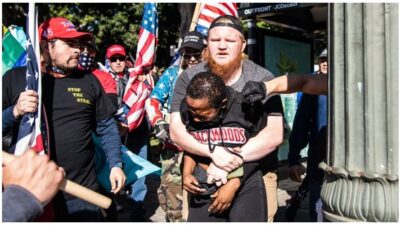 Black Woman Attacked by Racist Trump Supporters During Violent Demonstration in DTLA [VIDEO]