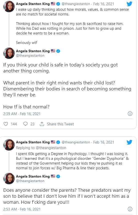 Angela Stanton King tweets transgender son