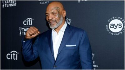 Iron Mike in a blue suit