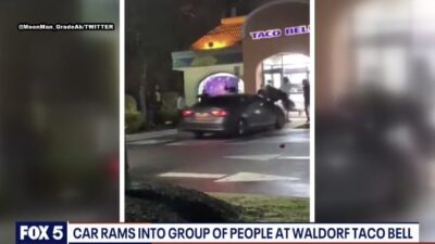car rams through maryland taco bell