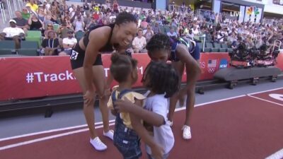 Super Mommies At Track And Field Trials: Allyson Felix and Quanera Hayes
