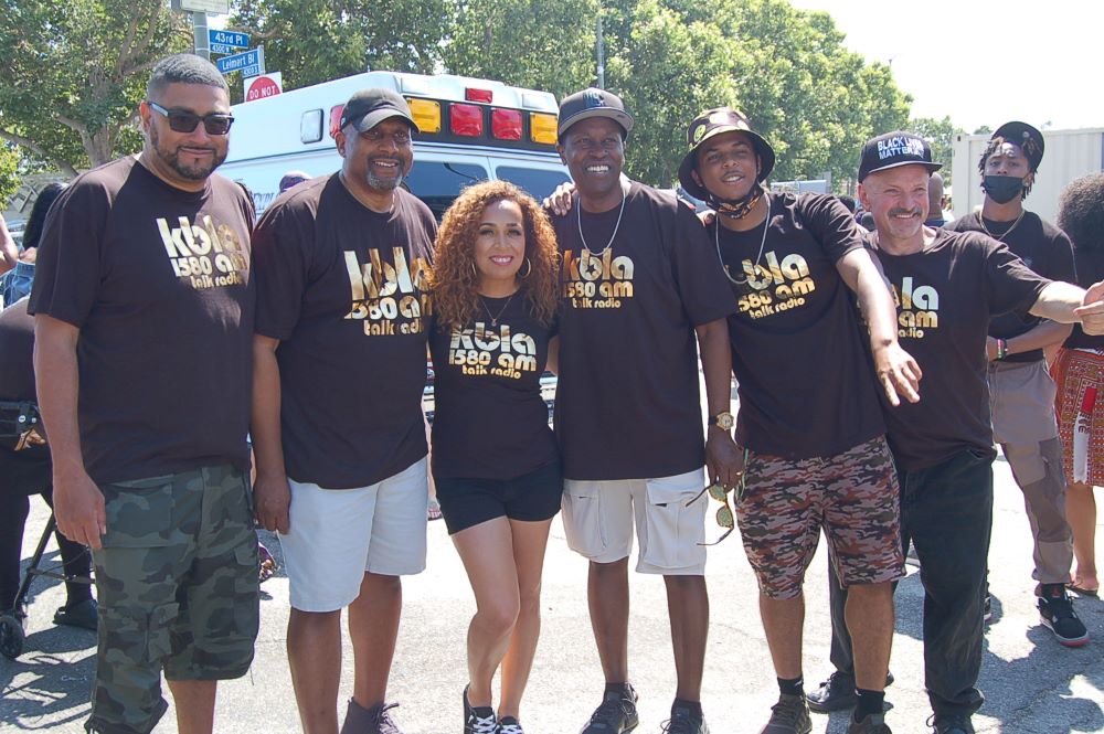 Don Amiche, Tavis Smiley and Dominique DiPrima, KBLA Radio Staff