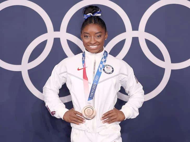 Simone Biles with Bronze medal at 2021 Tokyo Olympics