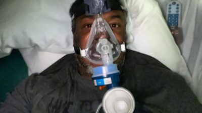 Cedric Ceballos, suffering from COVID-19, tweets a photo of himself from the ICU