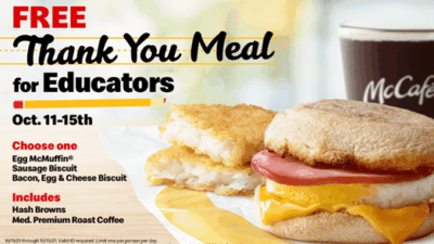 McDonald’s Says ‘Thank You’ to Educators with Free Breakfast Nationwide