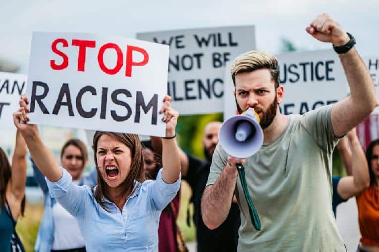 Stop Racism (white protestors) - iStock 