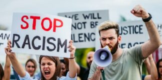 Stop Racism (white protestors) - iStock