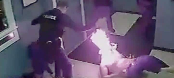 A Police Taser Causes a Sanitizer-Doused Man to Burst into Flames As Scared Cops Run Away | WATCH - Vimarsana News