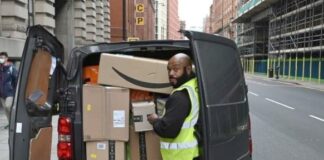 Amazon driver & van & packages - Getty