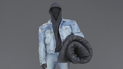 Kanye West's Yeezy Gap Engineered by Balenciaga collection includes a denim jacket with matching jeans (Gap)