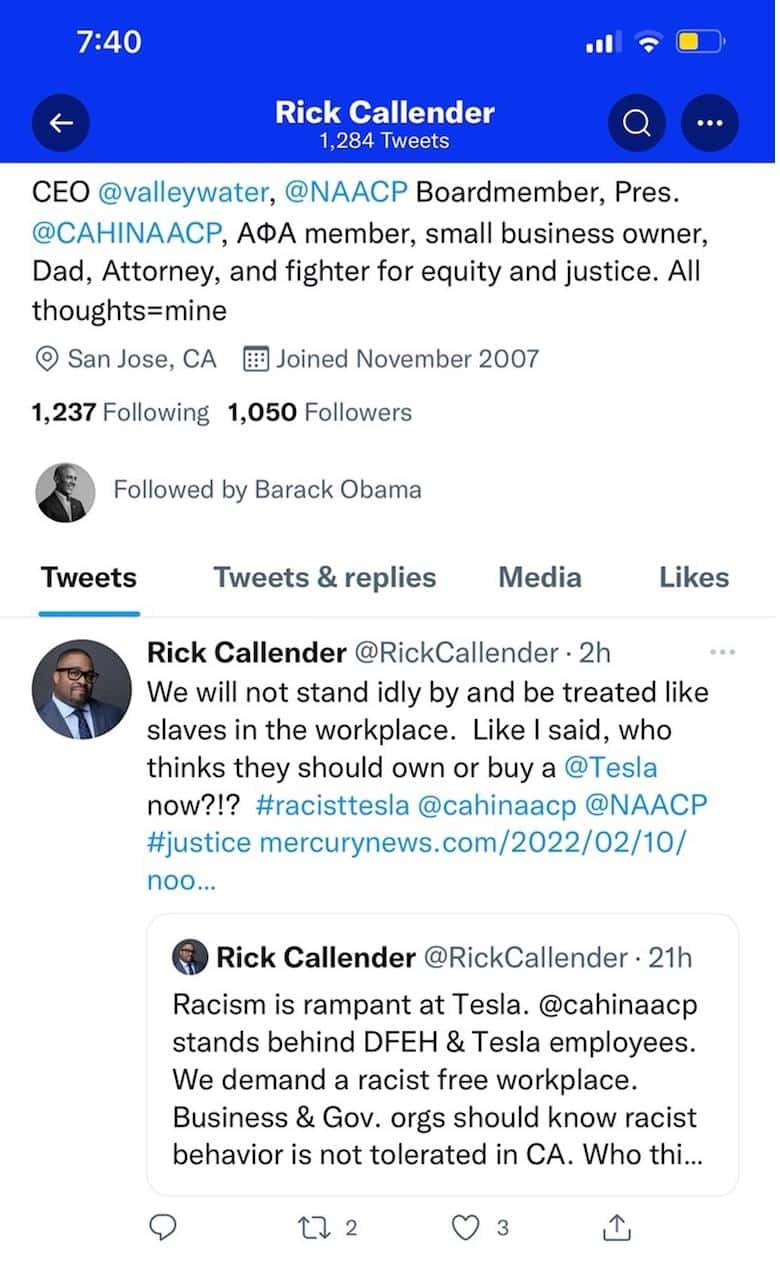 Rick Callender Tesla Tweet