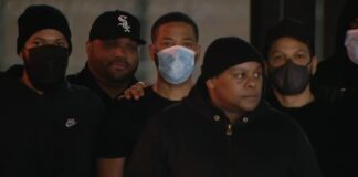Jussie Smollett leaving jail (Fox 32 Chicago screenshot)