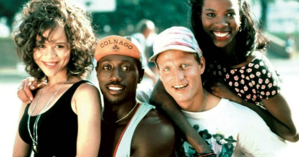 White Men Can't Jump" stars (l-r) Rosie Perez, Wesley Snipes, Woody Harrelson and Tyra Ferrell / Photo: 20th Century Fox Studios