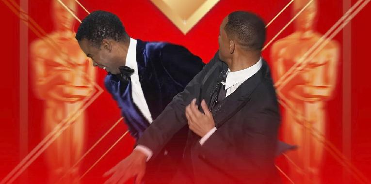 Will Smith Slaps Chris Rock Oscars in bgrd)