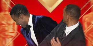 Will Smith Slaps Chris Rock (Oscars in Bgrd)