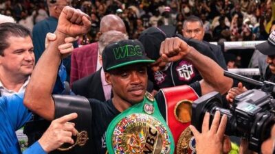 Errol Spence (post fight victory) - via Zenger