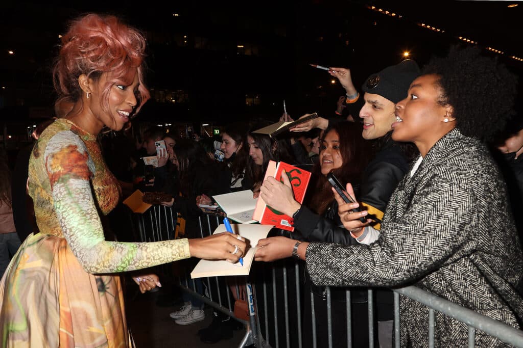 Jessica Williams in New York, at AMC Lincoln Square with fans Photo: Dave Allocca/StarPix © 2022 Warner Bros. Entertainment Inc. All Rights Reserved