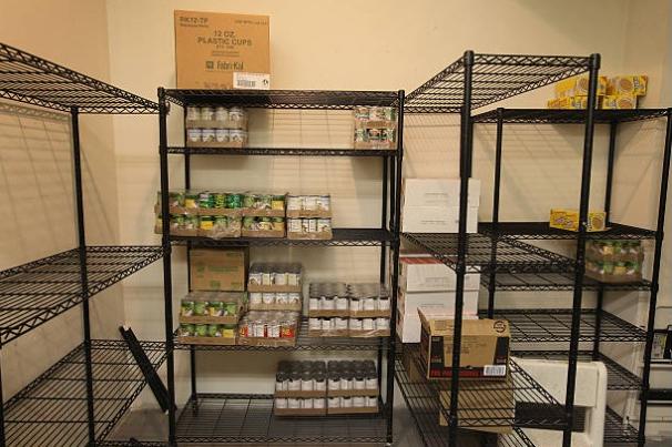Food Bank-Pantry shelves (bare) - Getty