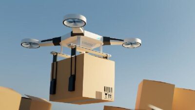 Drone delivering packages