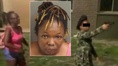 Lakrisha Isaac and daughter with gun