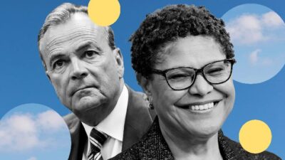 Rick Caruso - Karen Bass (Getty composite)