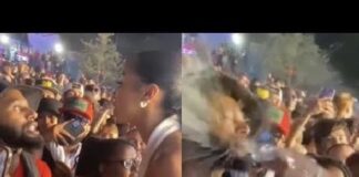 Brittany Renner throws water in man's face