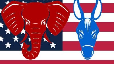 Republican-GOP and Democratic mascots
